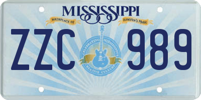 MS license plate ZZC989