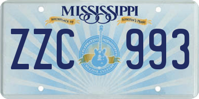 MS license plate ZZC993