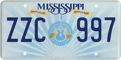 MS license plate ZZC997