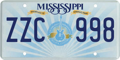 MS license plate ZZC998