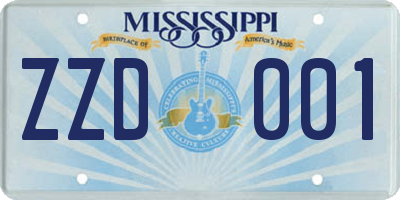 MS license plate ZZD001