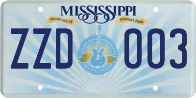 MS license plate ZZD003
