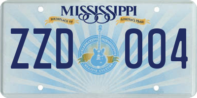 MS license plate ZZD004