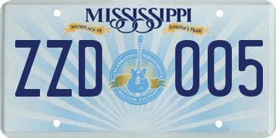 MS license plate ZZD005