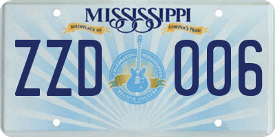 MS license plate ZZD006