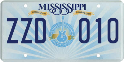 MS license plate ZZD010