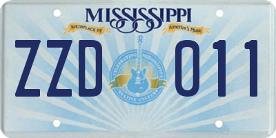 MS license plate ZZD011
