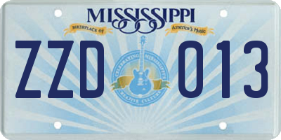 MS license plate ZZD013