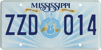 MS license plate ZZD014