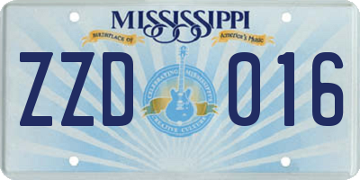 MS license plate ZZD016