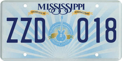 MS license plate ZZD018