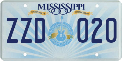 MS license plate ZZD020