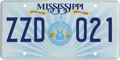 MS license plate ZZD021
