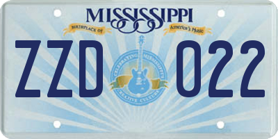MS license plate ZZD022
