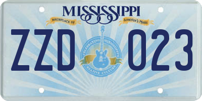 MS license plate ZZD023