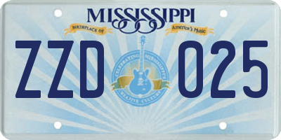 MS license plate ZZD025