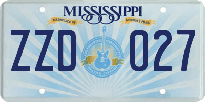 MS license plate ZZD027