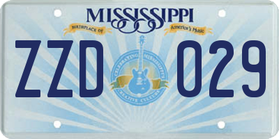MS license plate ZZD029