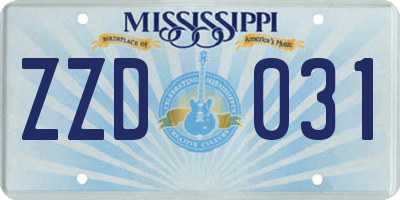 MS license plate ZZD031