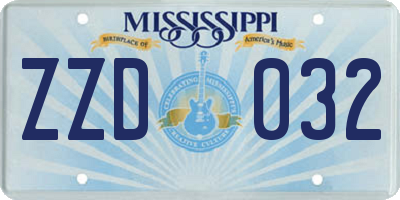 MS license plate ZZD032