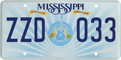 MS license plate ZZD033