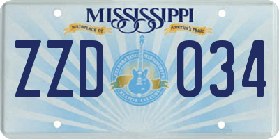 MS license plate ZZD034