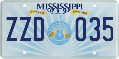 MS license plate ZZD035