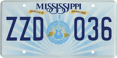 MS license plate ZZD036