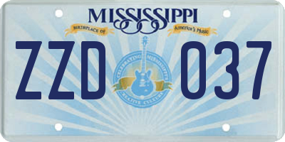 MS license plate ZZD037