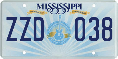 MS license plate ZZD038