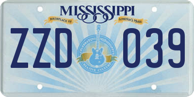 MS license plate ZZD039