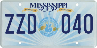 MS license plate ZZD040