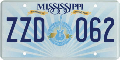 MS license plate ZZD062