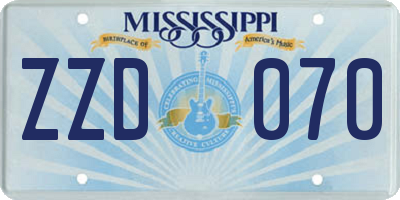 MS license plate ZZD070