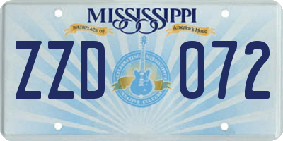 MS license plate ZZD072