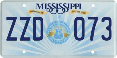 MS license plate ZZD073