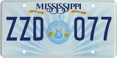 MS license plate ZZD077
