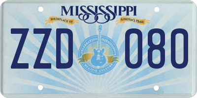 MS license plate ZZD080