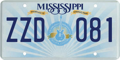 MS license plate ZZD081