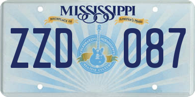 MS license plate ZZD087