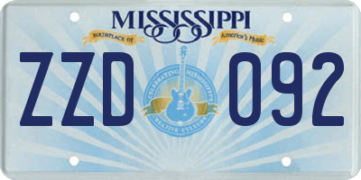 MS license plate ZZD092