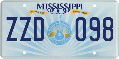 MS license plate ZZD098