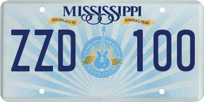 MS license plate ZZD100