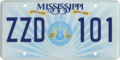 MS license plate ZZD101