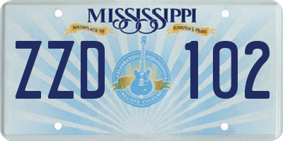 MS license plate ZZD102