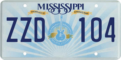 MS license plate ZZD104