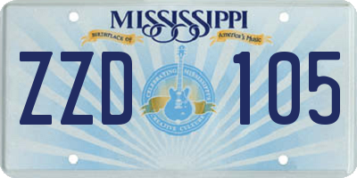 MS license plate ZZD105