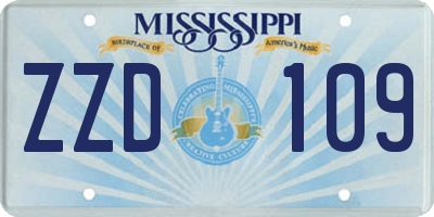 MS license plate ZZD109