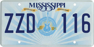 MS license plate ZZD116