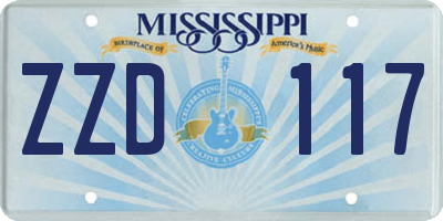 MS license plate ZZD117